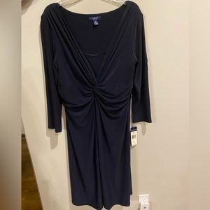 Chaps Navy Blue Long Sleeve Dress
